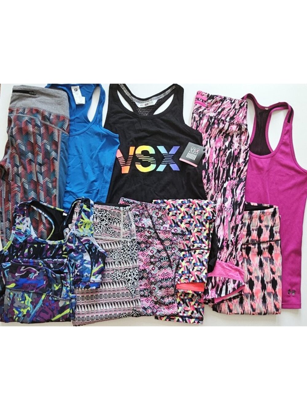 Fabletics VSX UA XS S Salar Leggings Crop Capri Sports Bra Tank Sets Lot